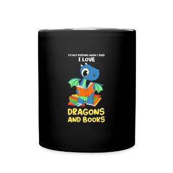 Drache Drache und Buch Drachenliebhaber Geschenk - Tasse einfarbig - Schwarz - Vorne