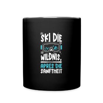 Ski die Wildnis, Apres die Sanft... - Tasse einfarbig - Schwarz - Vorne
