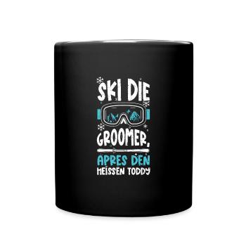 Ski die Groomer, Apres den heiße... - Tasse einfarbig - Schwarz - Vorne