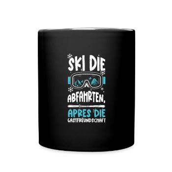 Ski die Abfahrten, Apres die Gas... - Tasse einfarbig - Schwarz - Vorne