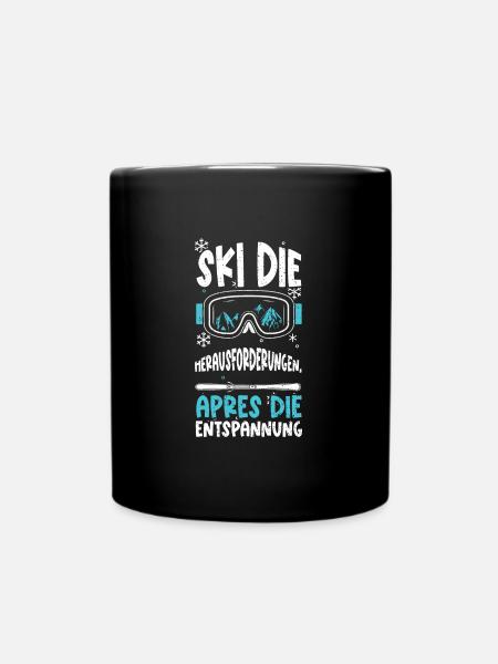 Ski die Herausforderungen, Apres... - Tasse einfarbig - Schwarz