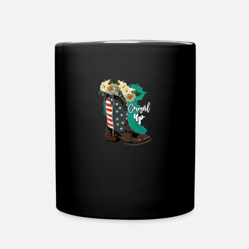 Aquarell Cowboystiefel - Tasse einfarbig - Schwarz