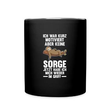 Faultier Faul Faultier-Liebhaber Geschenk - Tasse einfarbig - Schwarz - Vorne