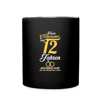 12 Jahre Ehe Ehepaar Nickelhochzeit Geschenk - Tasse einfarbig - Schwarz - Vorne