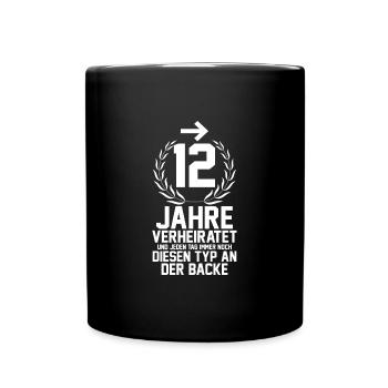 12 Jahre Ehe Ehefrau 12. Hochzeitstag Geschenk - Tasse einfarbig - Schwarz - Vorne