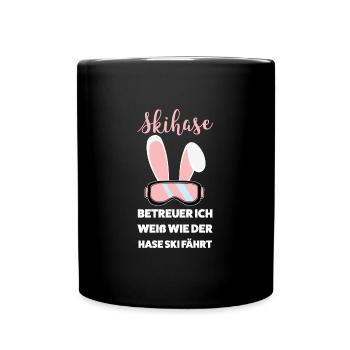 Skihase Apres Ski Skihäschen Geschenk - Tasse einfarbig - Schwarz - Vorne