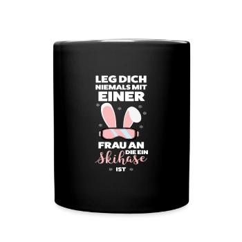 Skihase Apres Ski Skifahrer Geschenk - Tasse einfarbig - Schwarz - Vorne