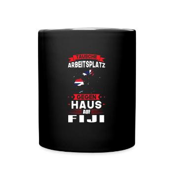 Fiji Flagge Fidschianisch Geschenk - Tasse einfarbig - Schwarz - Vorne