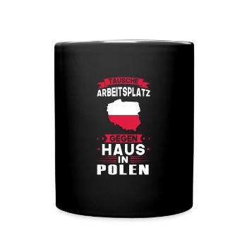 Polen Flagge Poland Geschenk - Tasse einfarbig - Schwarz - Vorne