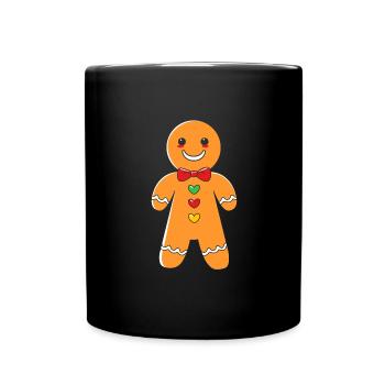 Lebkuchenmann Lebkuchenherz Lebkuchen Naschen - Tasse einfarbig - Schwarz - Vorne