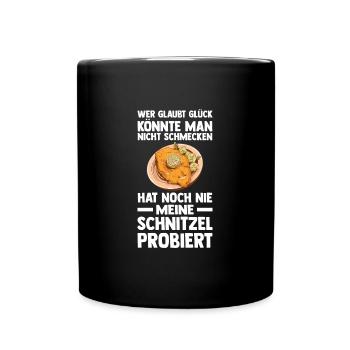 Schnitzel Wiener Schweineschnitzel Geschenk - Tasse einfarbig - Schwarz - Vorne