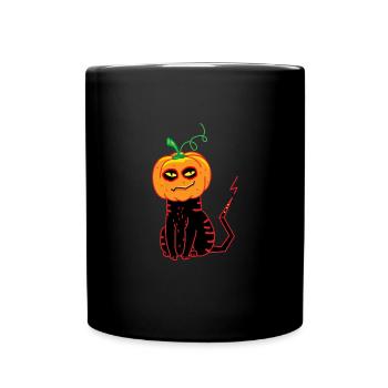 Pumpkin Cat Halloween - Full Colour Mug - black - Front