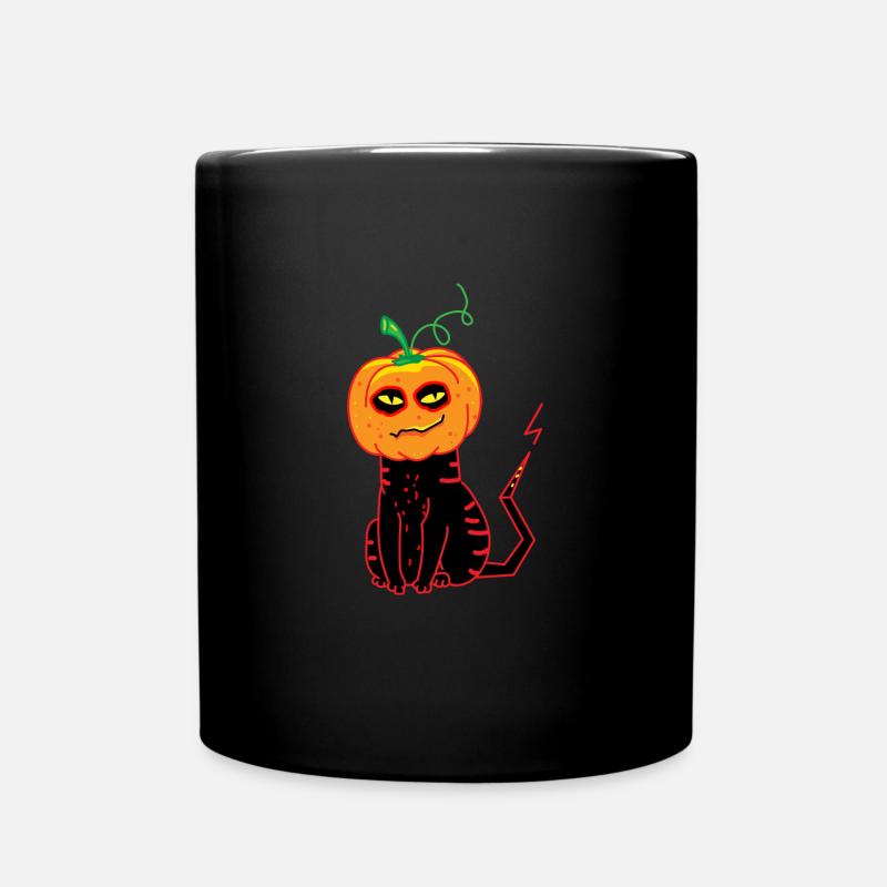 Chat citrouille Halloween - Mug uni - noir