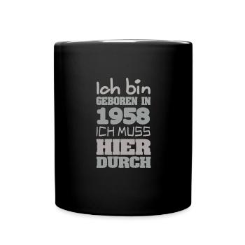 geboren 1958 - Tasse einfarbig - Schwarz - Vorne
