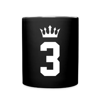 3 Zahl Krone - Tasse einfarbig - Schwarz - Vorne