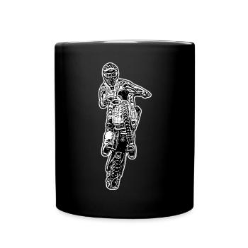 Supermoto / Supermotard / Supermoto Wheelie Biker - Full Colour Mug - black - Front