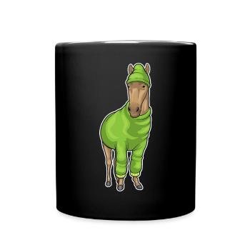 Chapeau d’hiver de cheval - Mug uni - noir - Devant