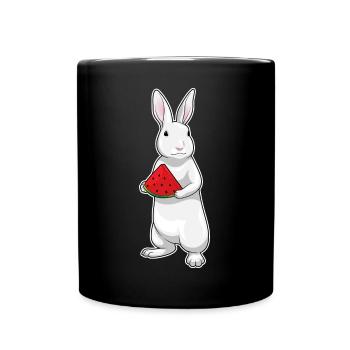 Rabbit Watermelon - Full Colour Mug - black - Front