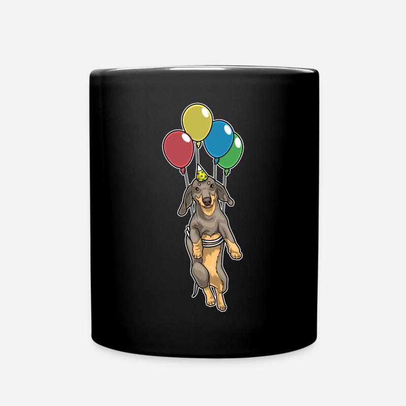 Dackel Geburtstag Luftballon - Tasse einfarbig - Schwarz