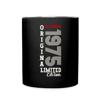 50. Geburtstag Vintage Oktober 1975 Geschenkidee - Tasse einfarbig - Schwarz - Vorne