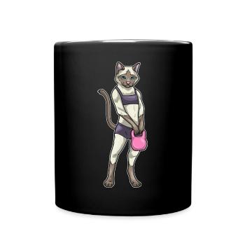 Siamkatze Bodybuilder Hantel Bodybuilding - Tasse einfarbig - Schwarz - Vorne