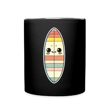 Surfbrett Comic Stil - Tasse einfarbig - Schwarz - Vorne