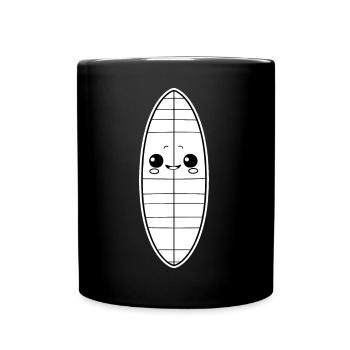 Surfbrett Cartoon Stil - Tasse einfarbig - Schwarz - Vorne