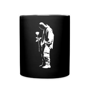 Street art silhouette with rose - Full Colour Mug - black - Front