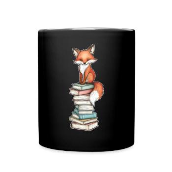 Renard sur pile de livres - Mug uni - noir - Devant