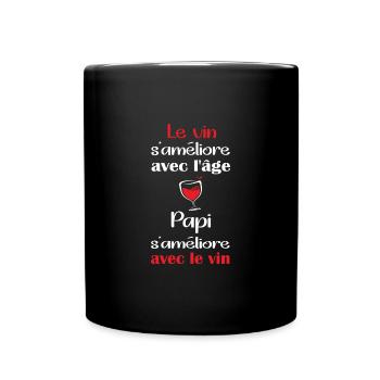 Le vin s'améliore avec l'âge papi s'améliore vin - Mug uni - noir - Devant