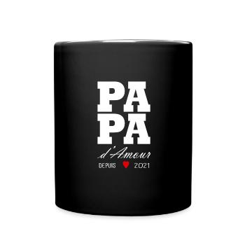 Papa d amour depuis 2021 - Mug uni - noir - Devant