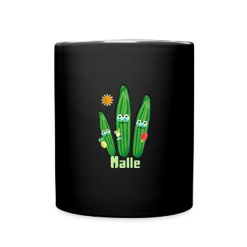 gurken familie,gurken,gurke,malle,trio - Tasse einfarbig - Schwarz - Vorne