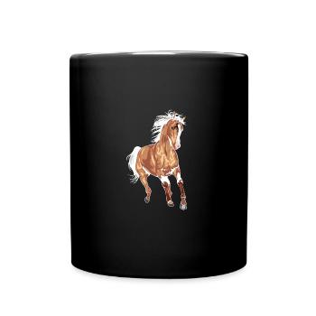 „Pferd Pferdeliebhaber Reiten Warmblut Vollblut“ - Tasse einfarbig - Schwarz - Vorne