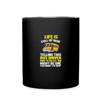 Schulbusfahrer Schulbus - Tasse einfarbig - Schwarz - Vorne