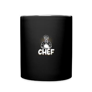 CHEF Koch Lustiges Kulinarisches Koch Motiv - Tasse einfarbig - Schwarz - Vorne