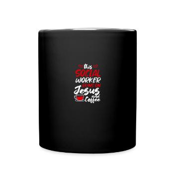 Ce travailleur social court sur Jésus et le café pour - Mug uni - noir - Devant