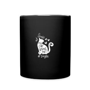 LOVES ME MY CATS MEOW LOVE SAYING MOTIFS - Full Colour Mug - black - Front