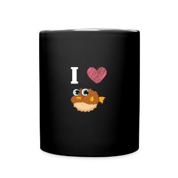 I love Kugelfisch - Tasse einfarbig - Schwarz - Vorne
