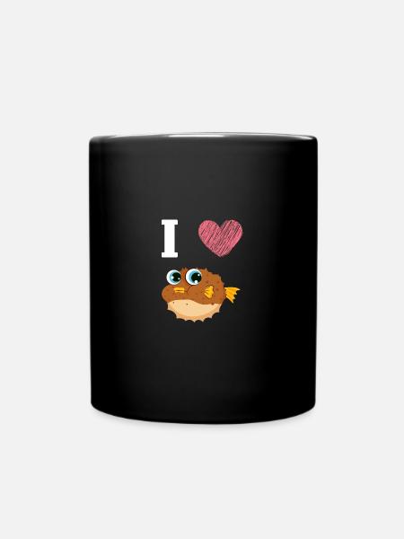 I love Kugelfisch - Tasse einfarbig - Schwarz
