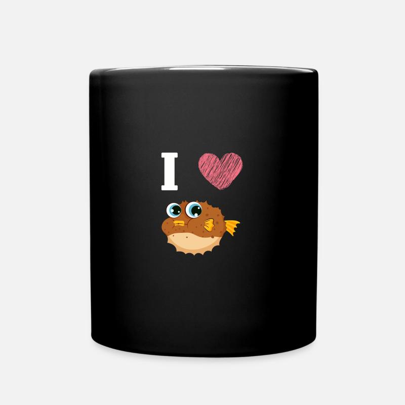 I love Kugelfisch - Tasse einfarbig - Schwarz