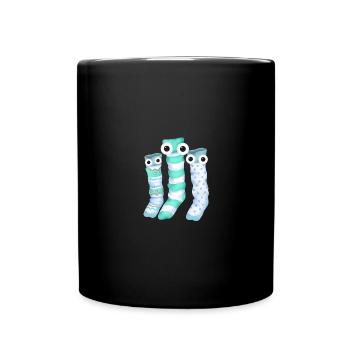 Socken,sockenfamilie, Familie, Trio - Tasse einfarbig - Schwarz - Vorne