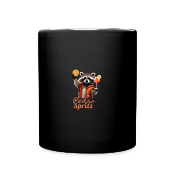 raccoon, illustration, cocktail, pedro - Full Colour Mug - black - Front