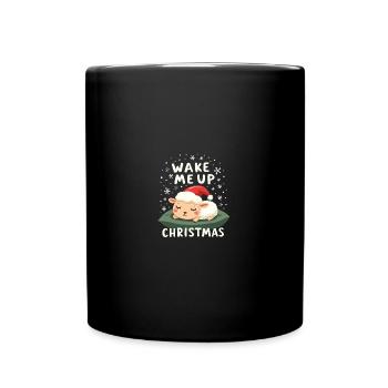 süße Schafe - Weck mich auf wenn Weihnachten ist - Tasse einfarbig - Schwarz - Vorne