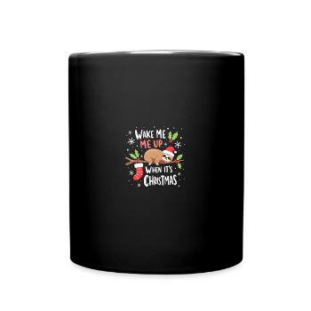 Süßes Faultier- Weck mich auf wenn Weihnachten ist - Tasse einfarbig - Schwarz - Vorne