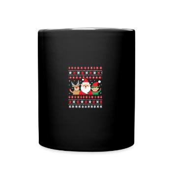 Ugly Weihnachten Dabbing Santa Rentier Elf - Tasse einfarbig - Schwarz - Vorne