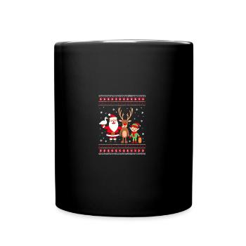 Ugly Christmas Santa Dabbing Elf Rentier - Tasse einfarbig - Schwarz - Vorne
