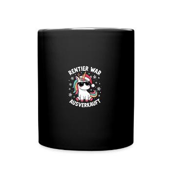 Rentier war ausverkauft Einhorn - Tasse einfarbig - Schwarz - Vorne