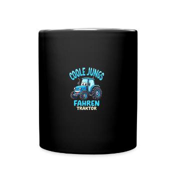 Coole Jungs fahren Traktor Trecker Junge - Tasse einfarbig - Schwarz - Vorne