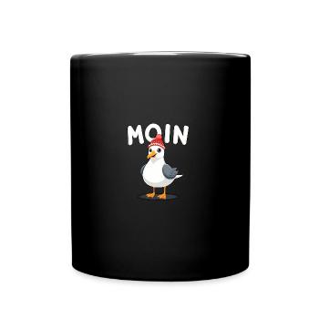 Moin Möwe - Tasse einfarbig - Schwarz - Vorne