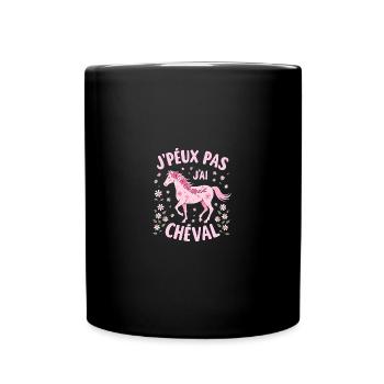 J'Peux Pas J'Ai Cheval, Rose - Mug uni - noir - Devant